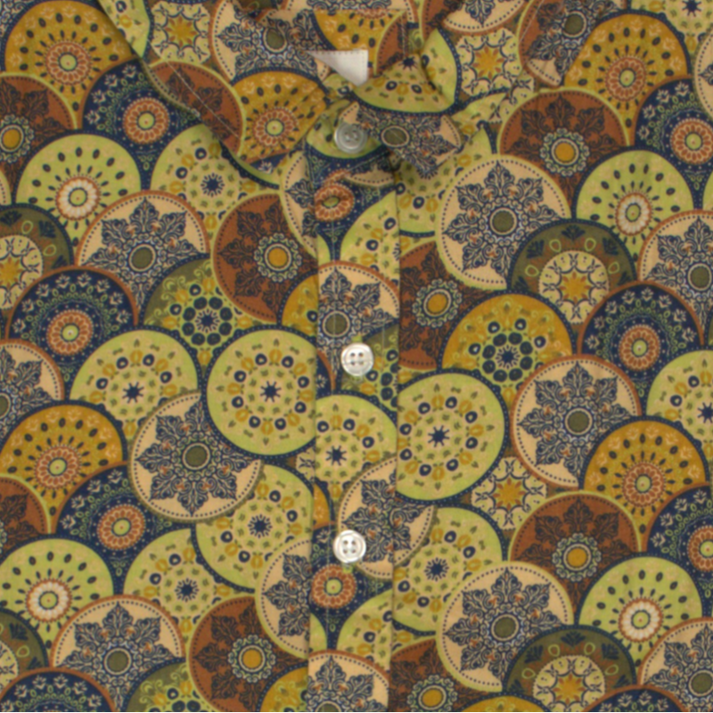 Half-Sleeve Geometric Shirt (Yellow) - Gallery View